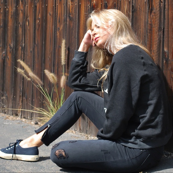 🔥WILDFOX🔥COUTURE I’M A CAT SOMMERS PULLOVER SWEATSHIRT BLACK MEDIUM NWT - Picture 2 of 5